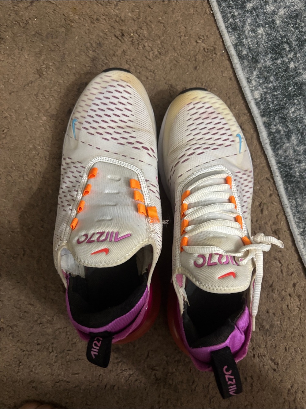 Nike White Sneakers with Pink and Orange Accents